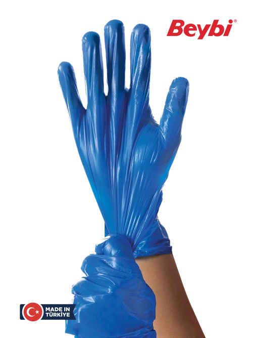 Beybi TPEX Blue TPE Disposable Gloves for Food and Hygiene 100 Count