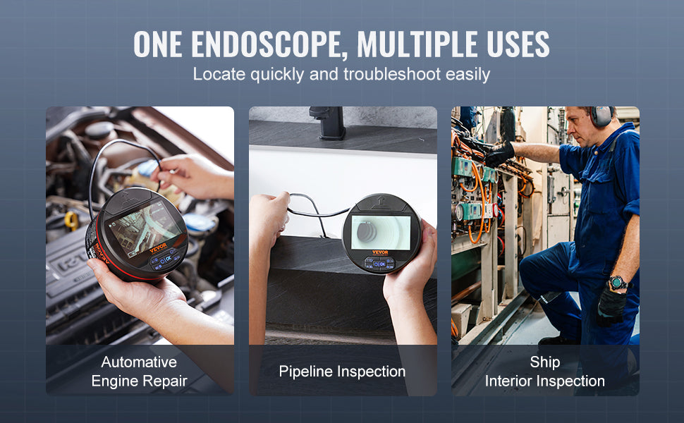 SucceBuy Triple Lens Borescope Camera - 4.3" IPS Screen, IP67 Waterproof, 16.4ft Cable
