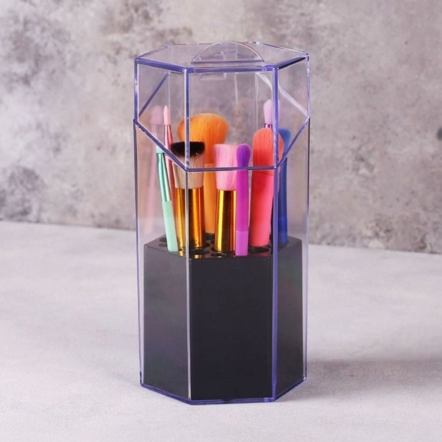 Box Up Multi-Compartment Makeup Brush Organizer with Lid