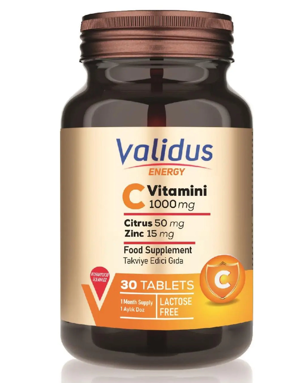 Validus Vitamin C 1000 mg with Citrus and Zinc 30 Tablets