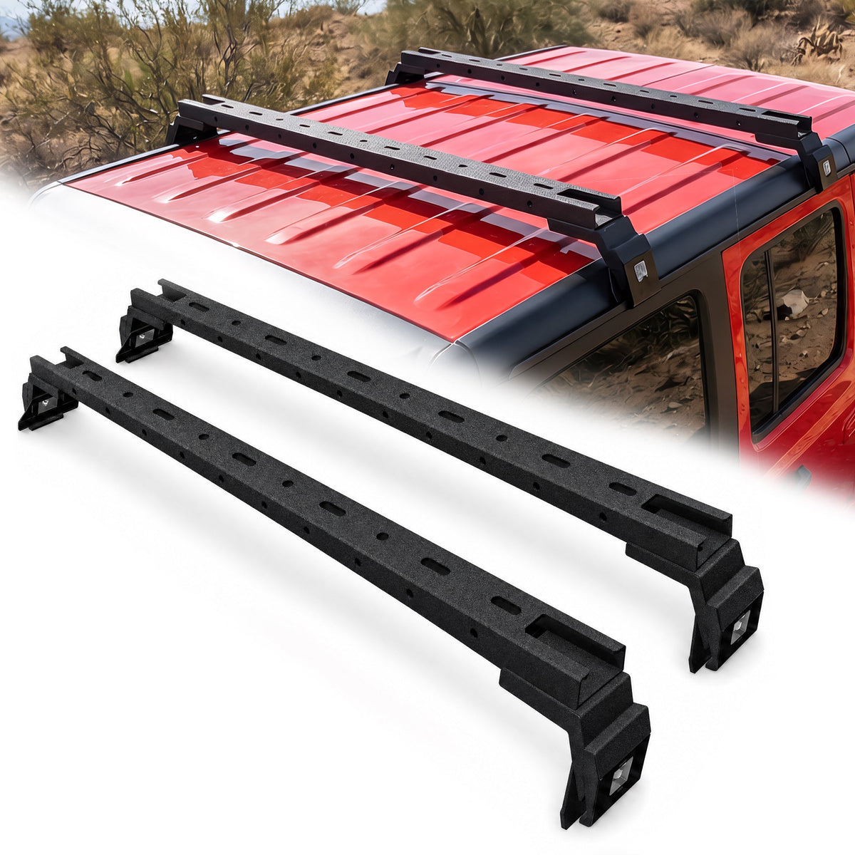 2PCS Roof Rack Cross Bars for Jeep Wrangler & Gladiator