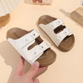 2026 New Girls Floral Rhinestone Slide Slippers, Adjustable Strap Soft Sole Non-slip Kids One-Strap Slides For Outdoor Summer Wear