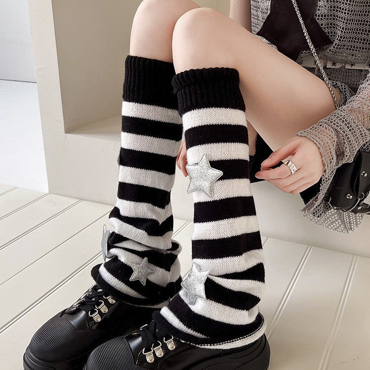 Wind Striped Knitted Leg Warmers For Women Socks To Pair With Snow Boots