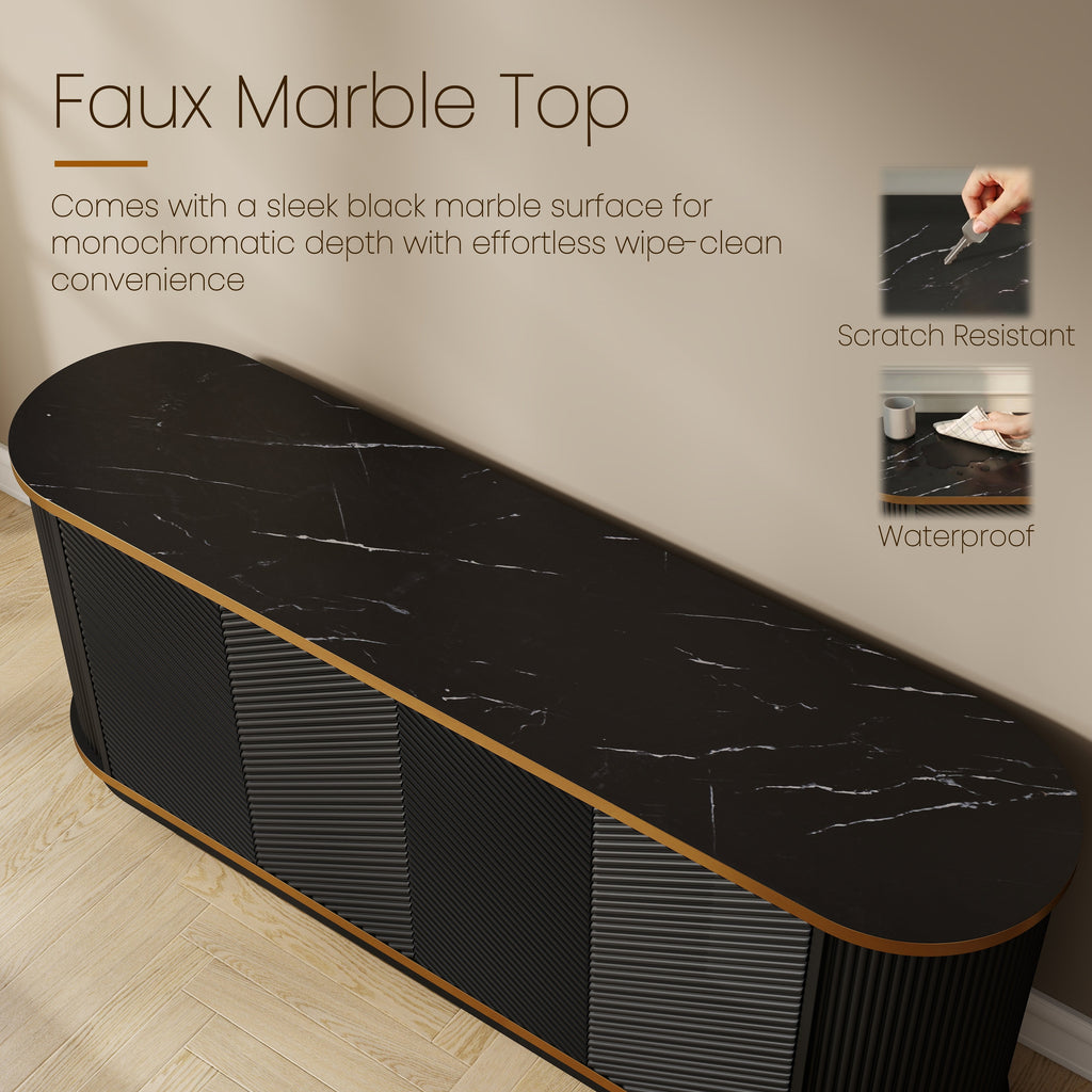 63" Diagonal Fluted Sideboard Cabinet with Storage