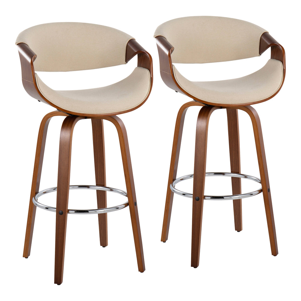 30" Mid-Century Modern Fixed Height Barstool with Swivel