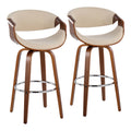30" Mid-Century Modern Fixed Height Barstool with Swivel