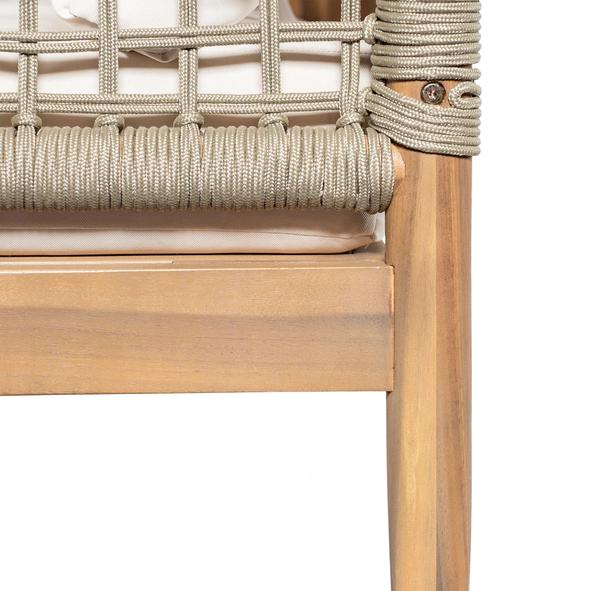 Outdoor Acacia Wood 3-Seater Sofa with Rope Woven Arms