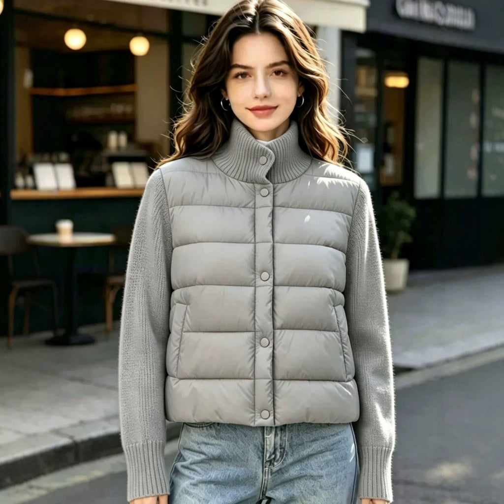 Womens Casual Stand-collar Knitted Cotton Coat