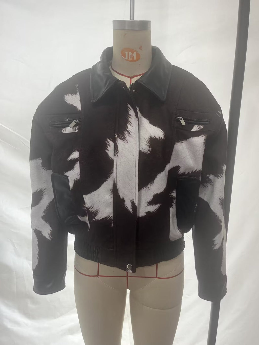 Street-style Hoodless Versatile Short Cow-print Jacket