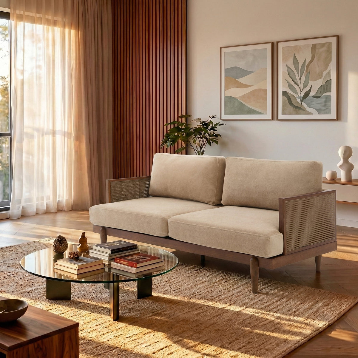 Emir 72" Square Arm 3-Seater Velvet Sofa