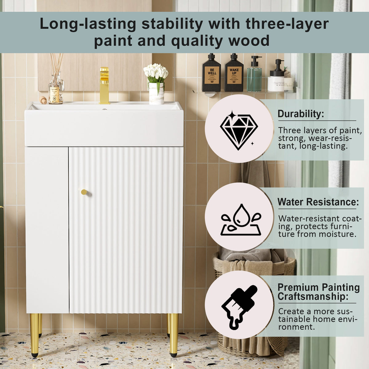 21.6" Left Side Storage Bathroom Vanity