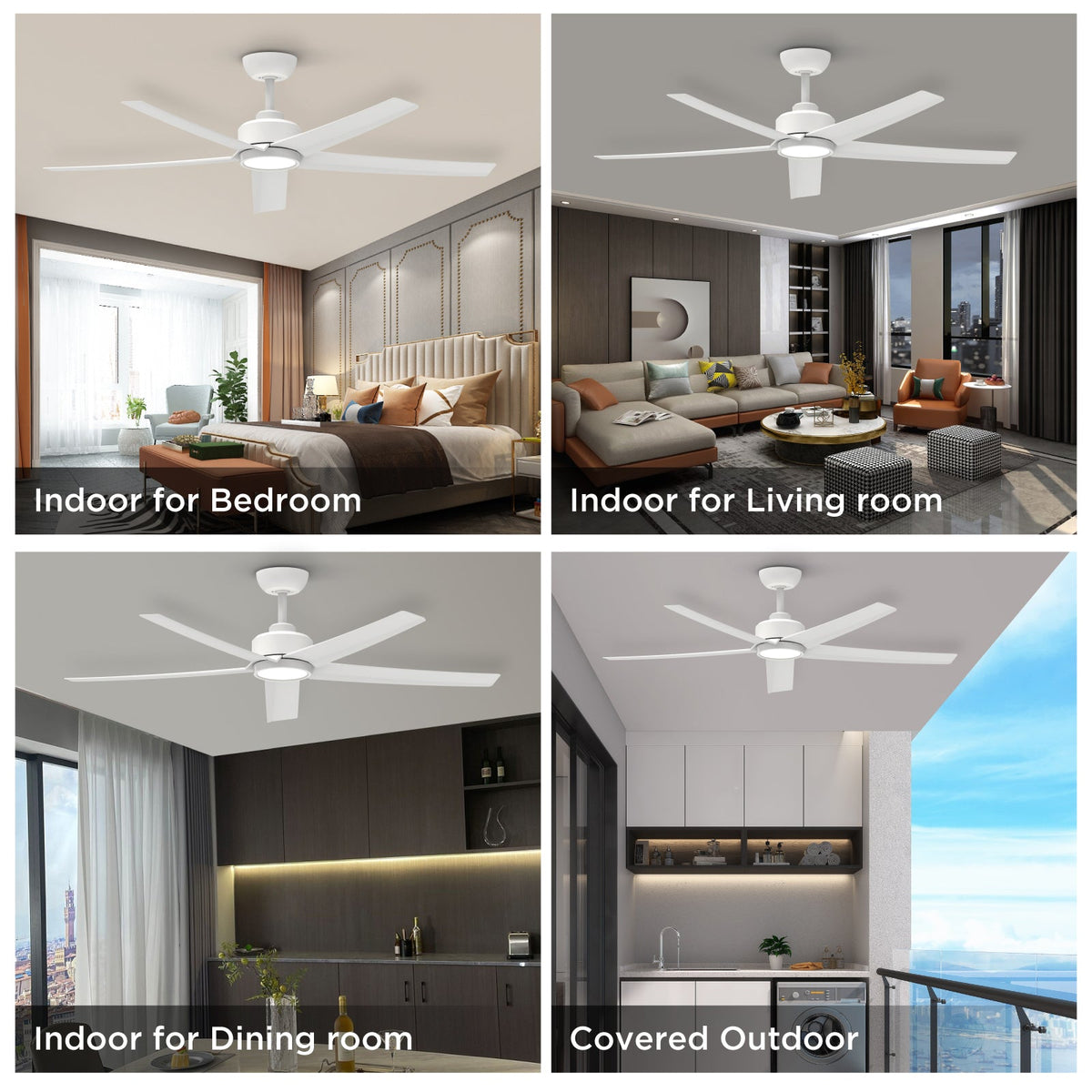 52 Inch Ceiling Fans with Lights, Large Air Volume