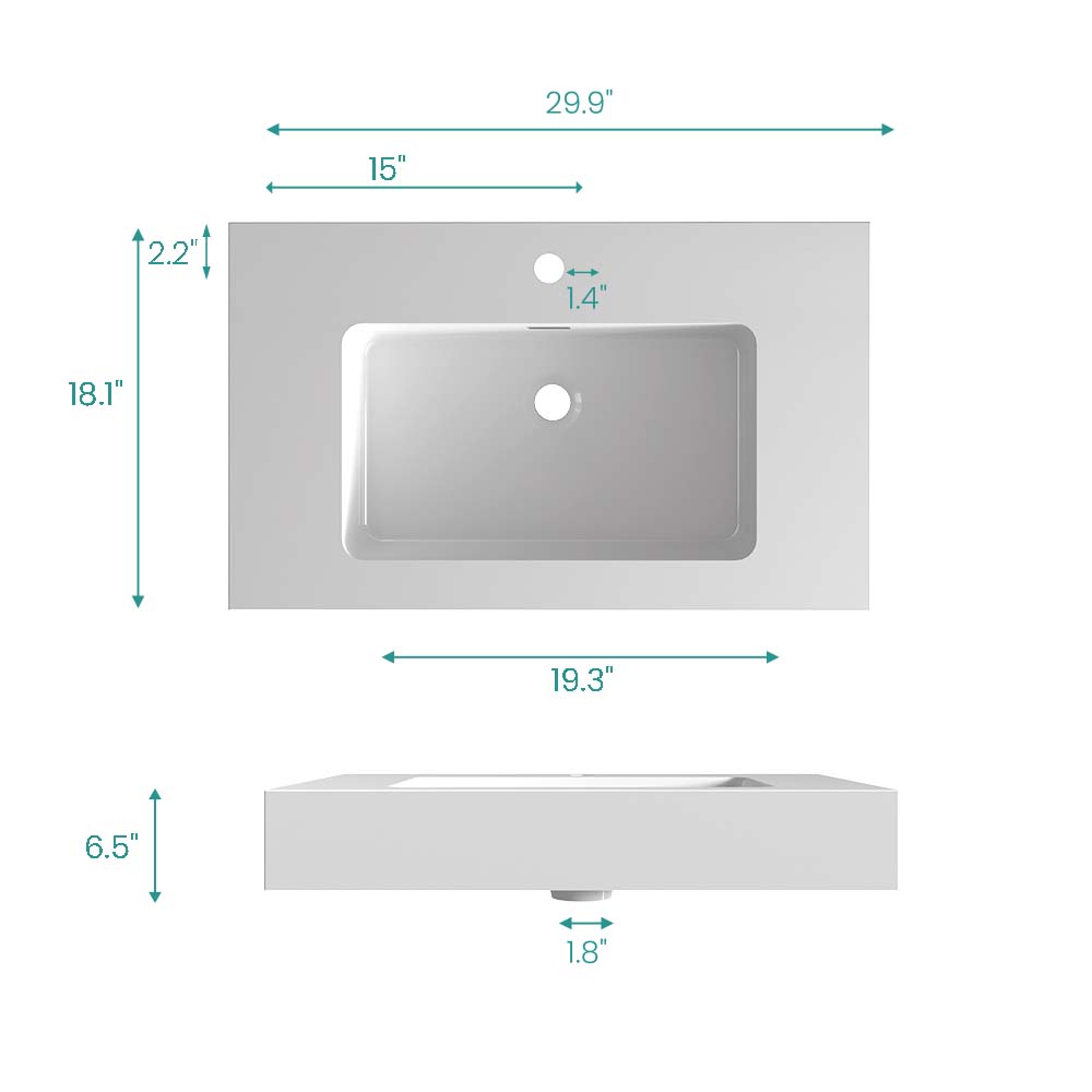 Glossy White Integrated Basin