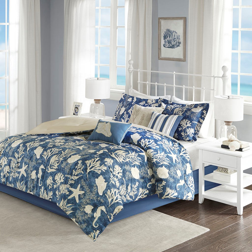 7 Piece Cotton Sateen Comforter Set Coral Cal King