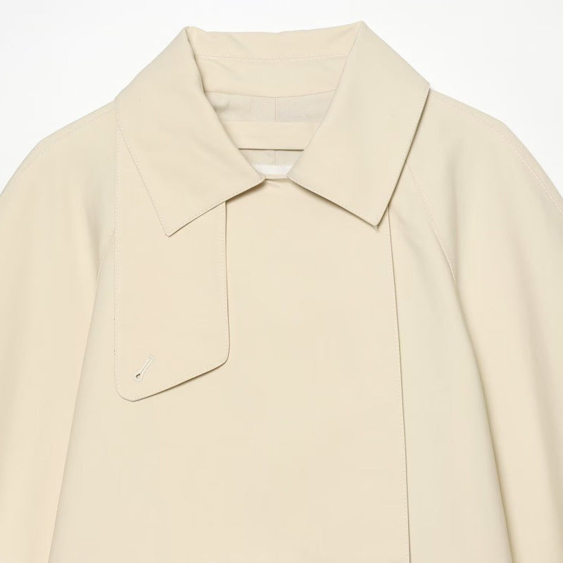 Womens Loose-fitting Short Lapel Trench Coat