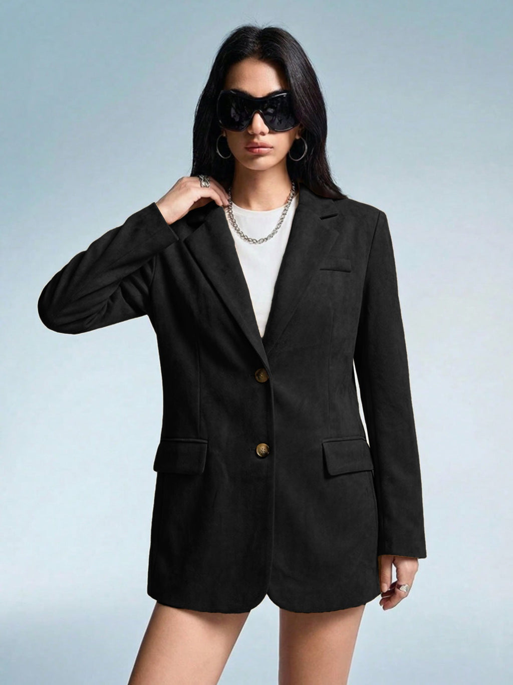 A Stylish Versatile Suede-blend Blazer