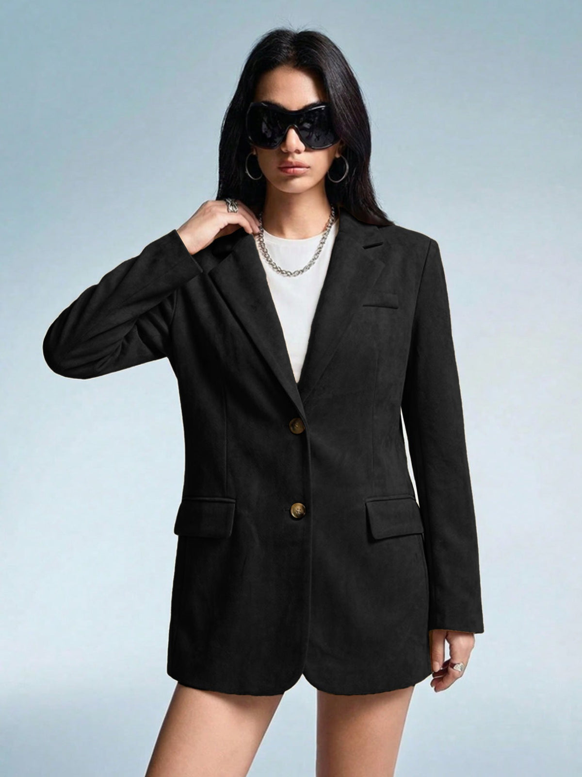 A Stylish Versatile Suede-blend Blazer