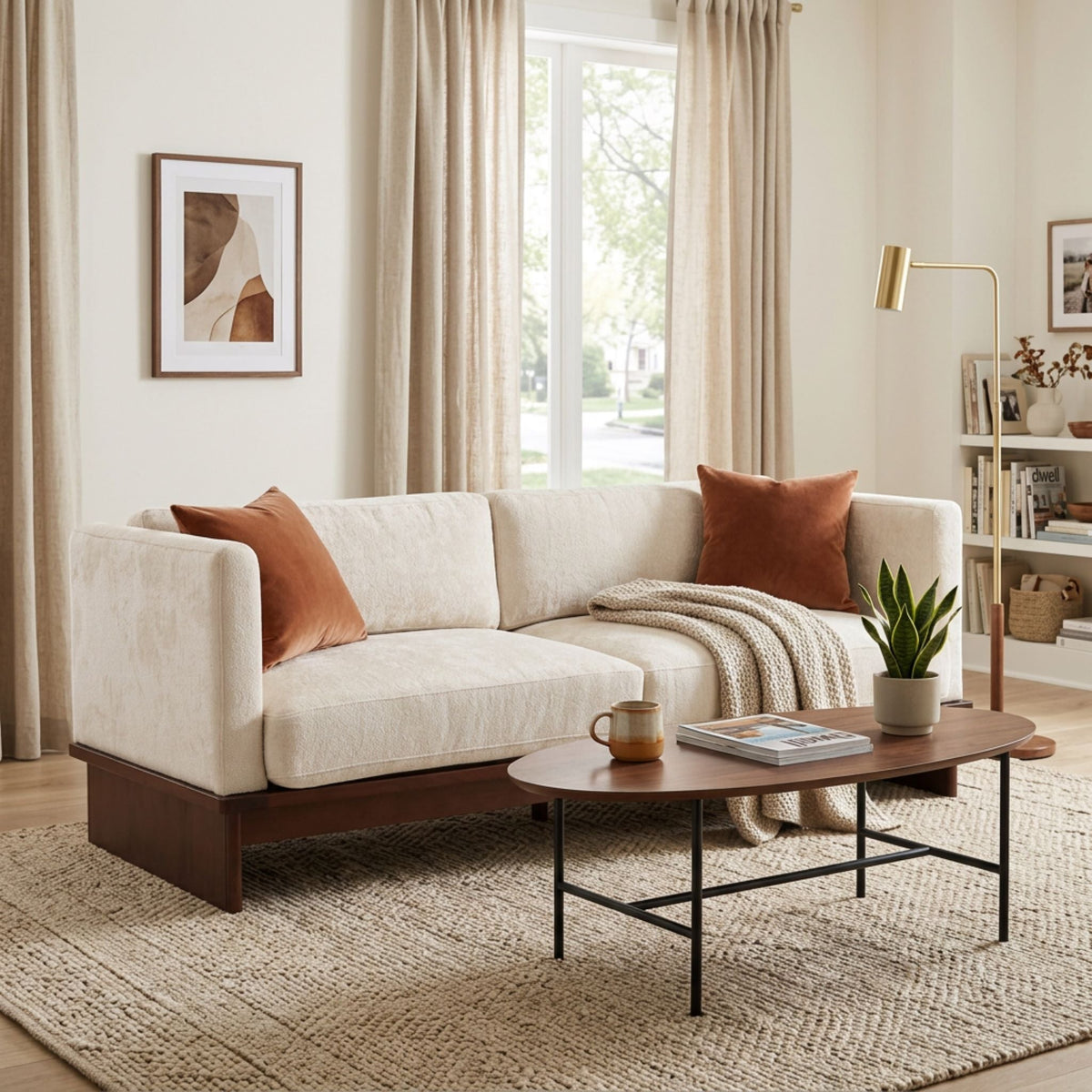 77 in. Square Arm Modern 3 Seater Boucle Sofa