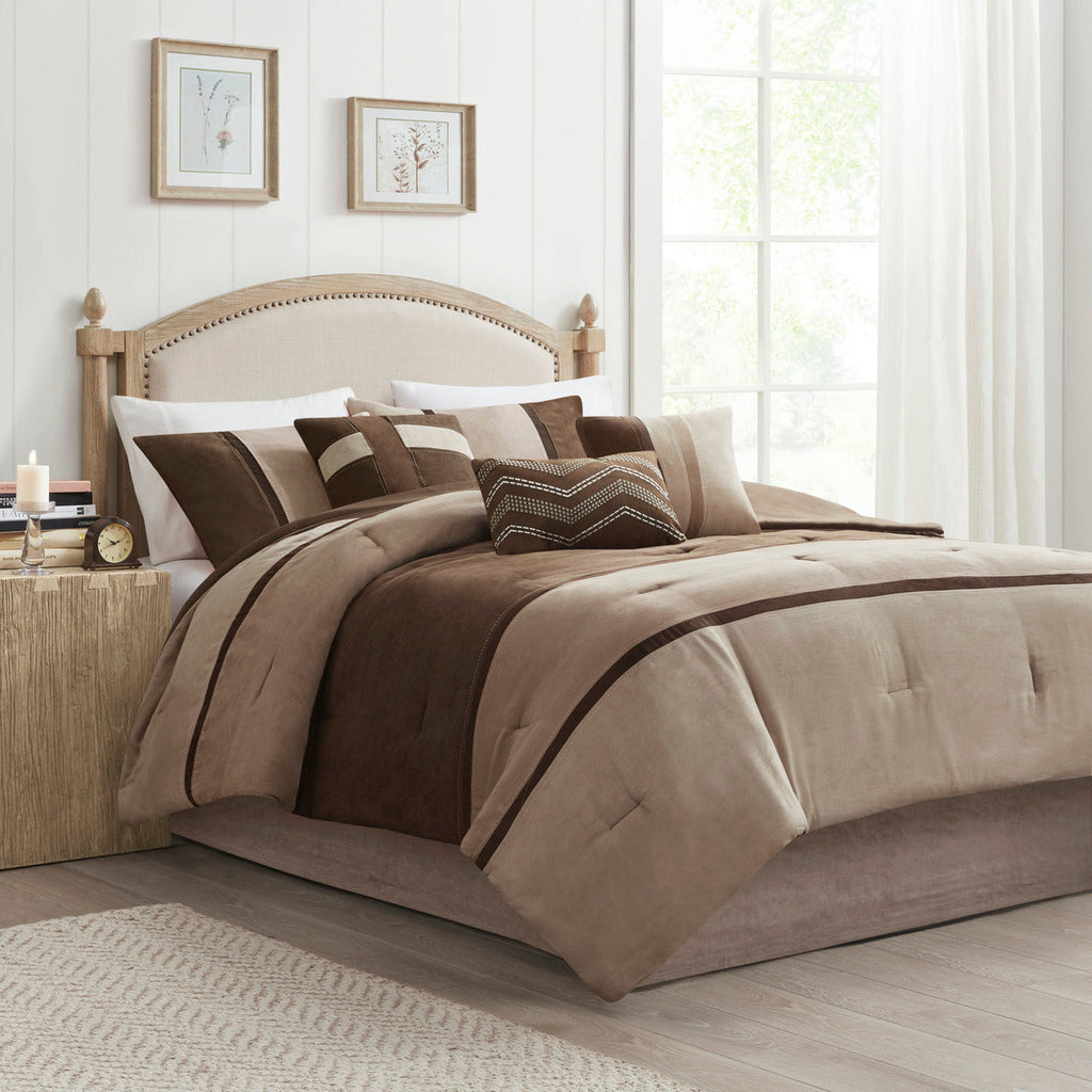 7 Piece Faux Suede Comforter Set
