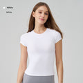 Snu Summer Naked-Feel Yoga Short-Sleeve Running Sports T-Shirt, Waist-Cinching, Slimming, Breathable, Quick-Dry, High-Elastic Fitness Top For Women