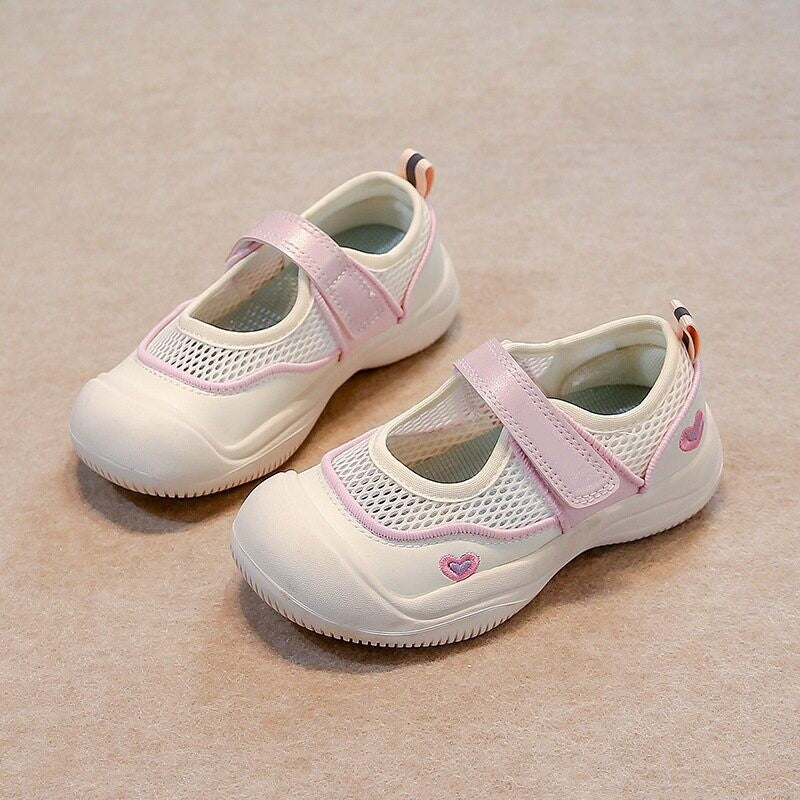 2026 Spring & Summer New Girls Single Mesh Breathable Sandals, Korean Style Toddler Canvas Shoes Versatile Casual Sneakers
