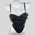 Heavy-duty Rhinestone-embellished Mesh Floral Shapewear Corset