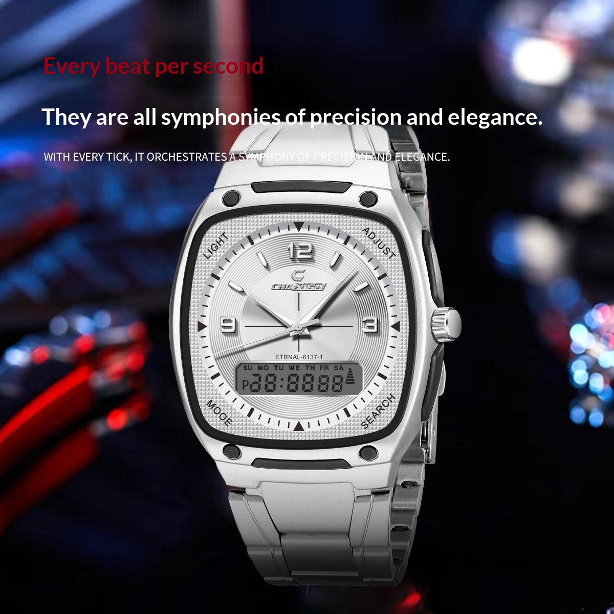 Mens Alloy Quartz Watch With A Steel Bracelet