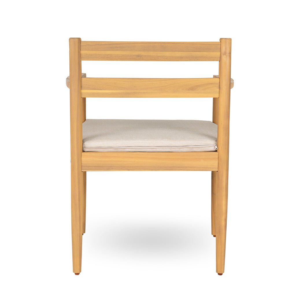 Outdoor Acacia Dining Armchair with Cushions, Set of 2