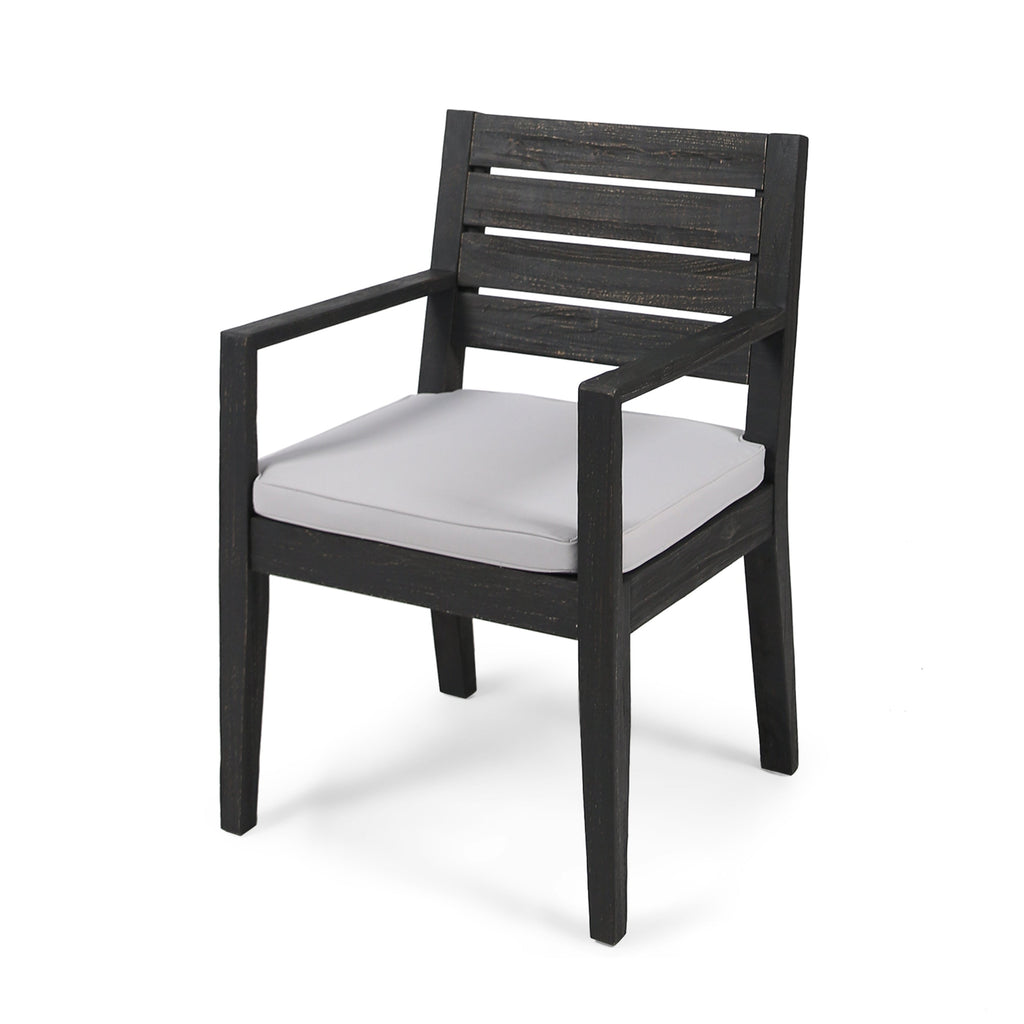 Outdoor Dining Chair Set of 2 with Curved Acacia Wood Arms