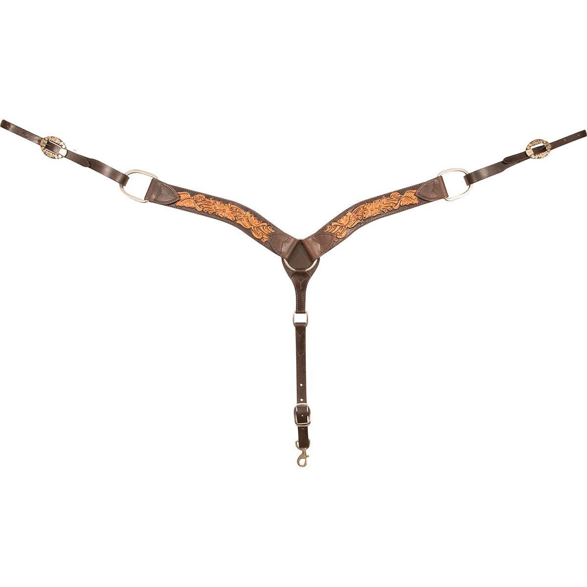 Cashel 2" Two-Toned Floral Tooled Leather Breast Collar