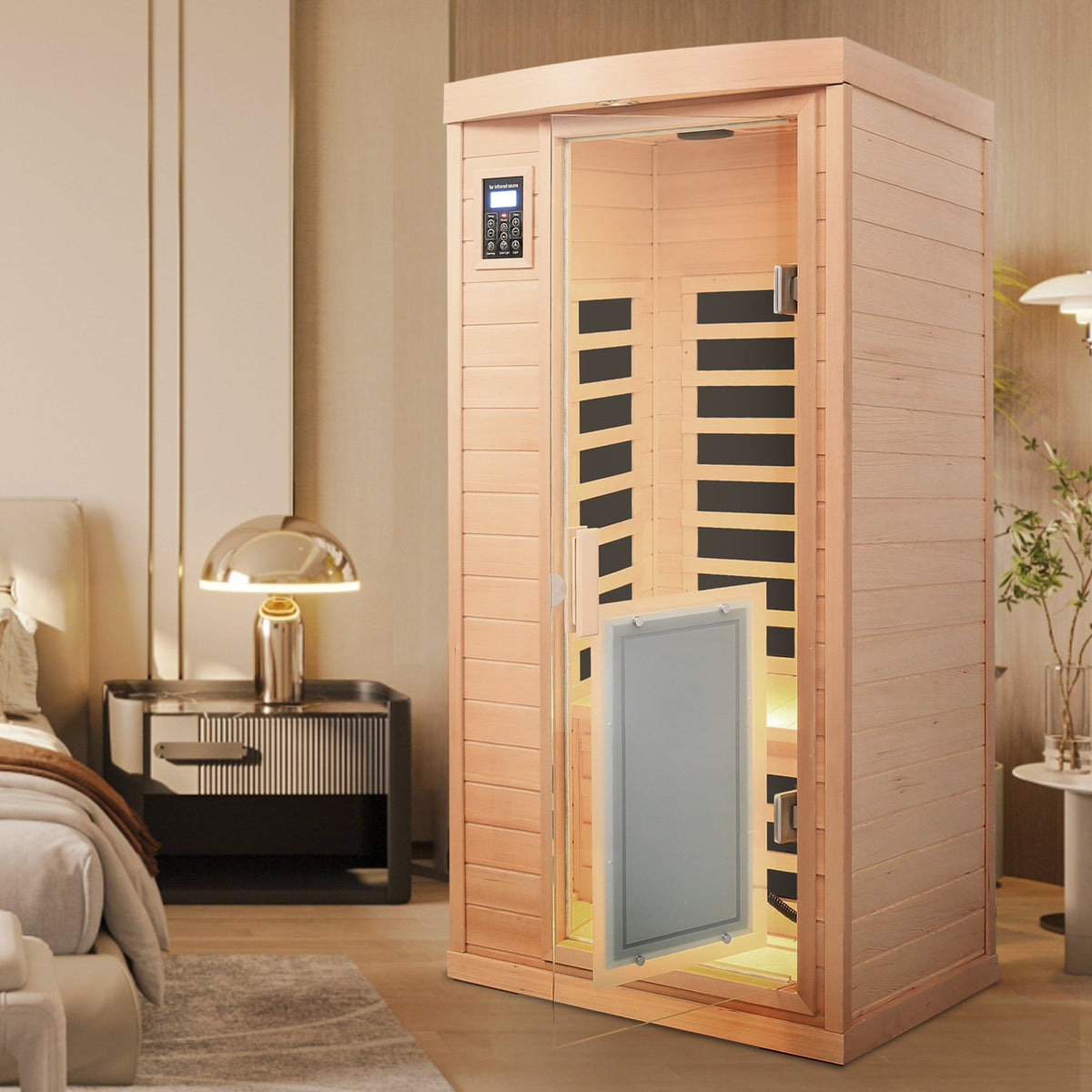 Low EMF Hemlock Wood Far-Infrared Indoor Sauna Room