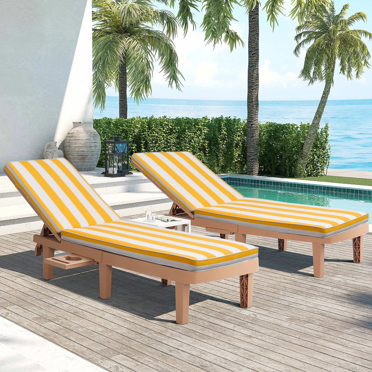 2PCS Set Outdoor Lounge Chair Cushion Replacement