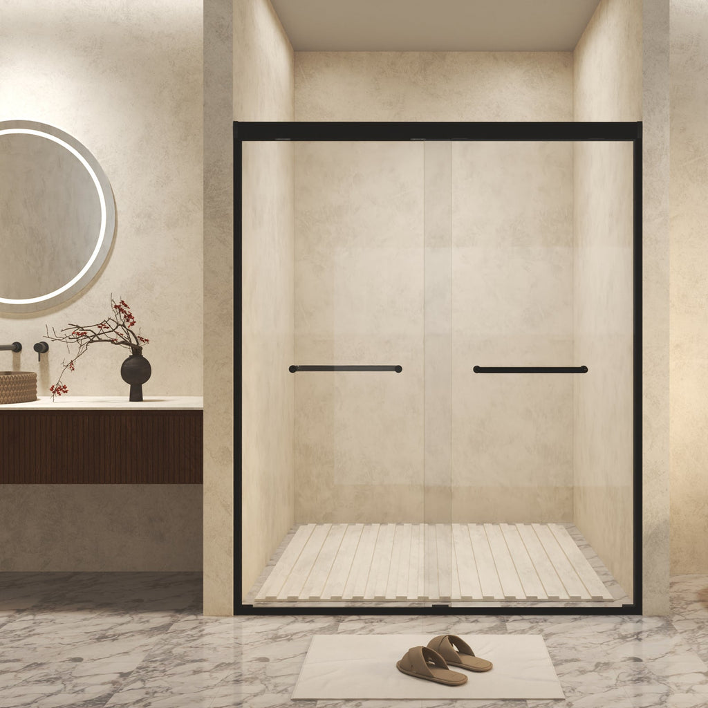 Matte Black Double Sliding Shower Door - 56-60" x 72"