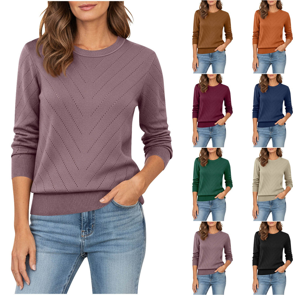 2026 European And American Amazon Autumn And Winter New Foreign Trade Fashion Pullover Sweater Round Neck Long Sleeve Comfortable Knitwear Women's Clothing
