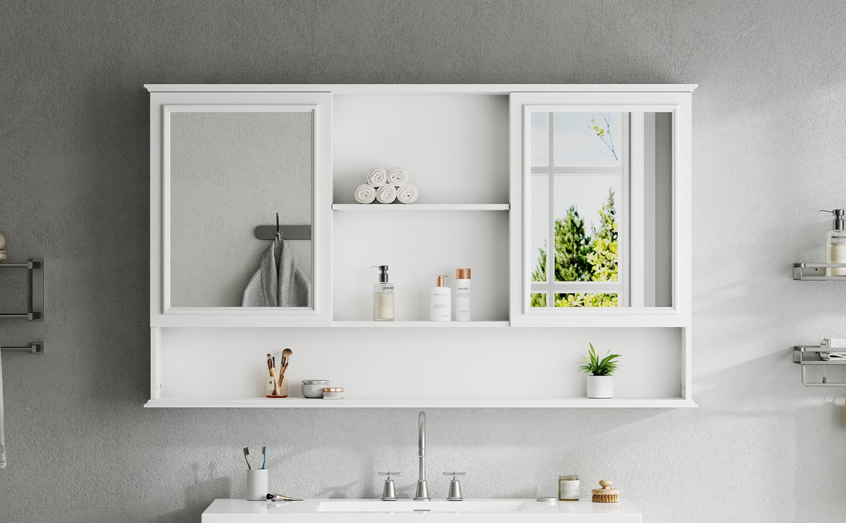 60" Wall-Mounted Bathroom Medicine Cabinet with Mirrors