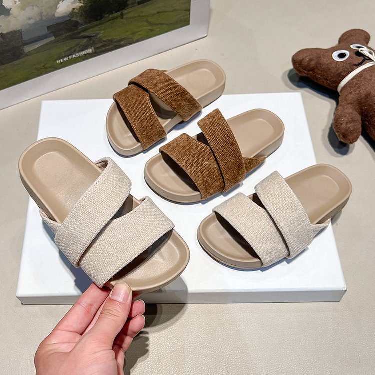 Girls' Summer New Thick Soled Fairy Style Beach Slippers For Outdoor Wear, Haken One-piece Slippers For Vacation