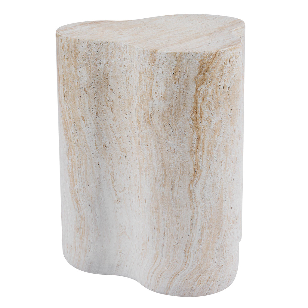 Organic Travertine-Look MGO Outdoor/Indoor Side Table
