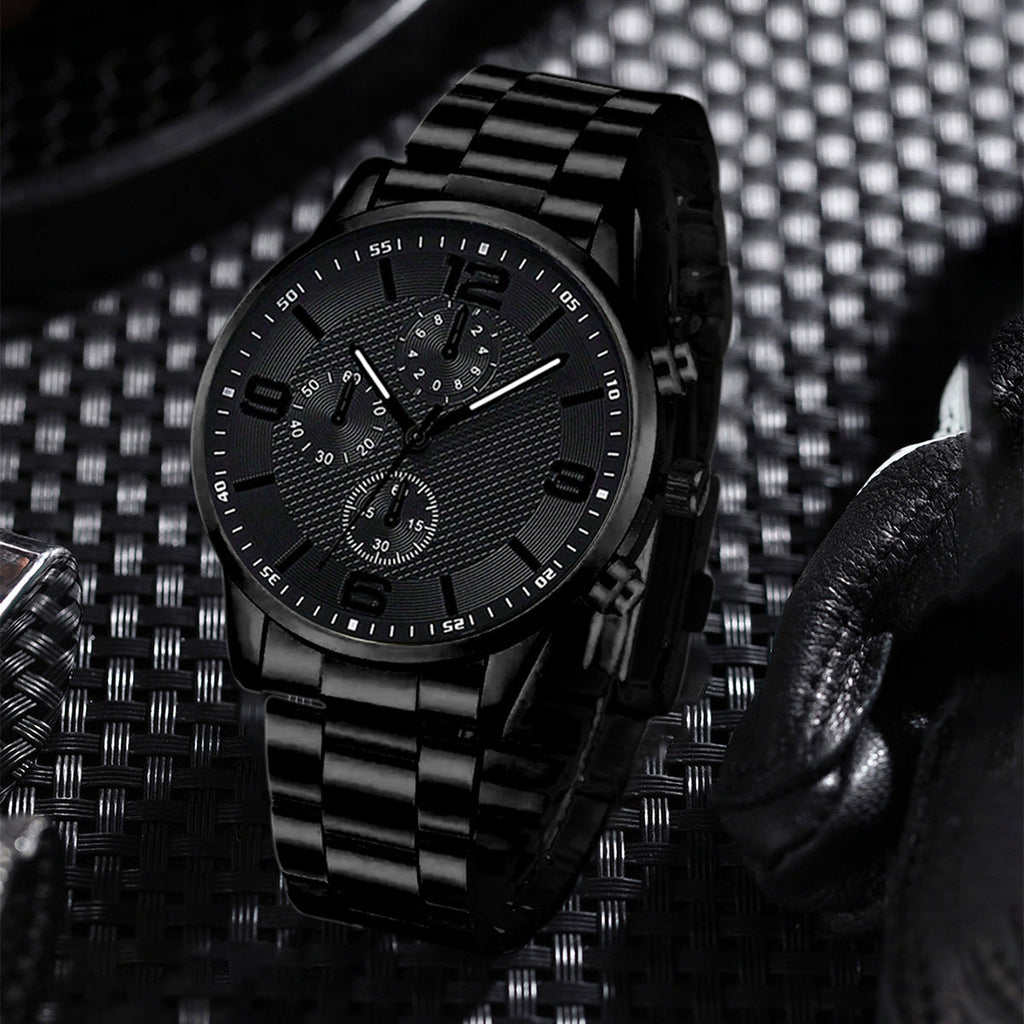 Three-Eye Digital Mens Watch Bracelet And Necklace Set