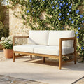 Acacia Wood Outdoor Loveseat with Handwoven Rope