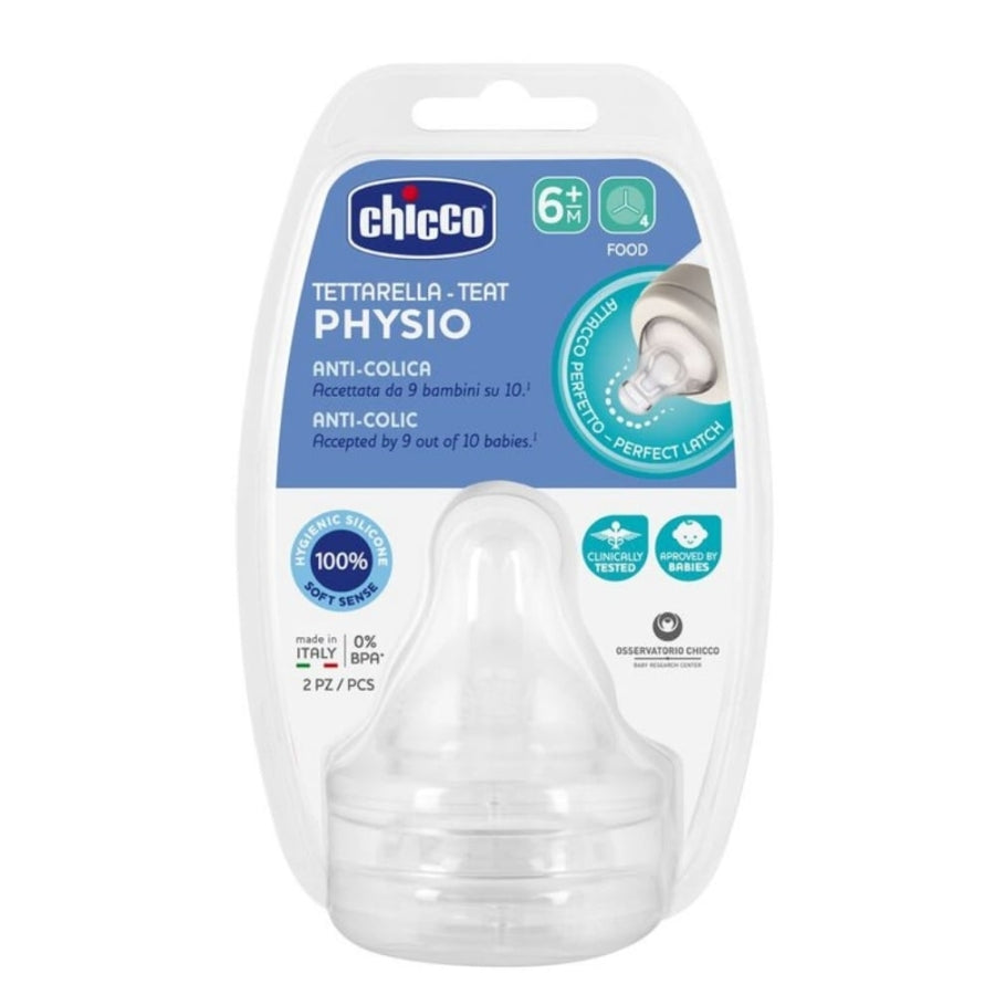 Chicco Physio Silicone Bottle Nipples Fast Flow 6m+ 2-Pack
