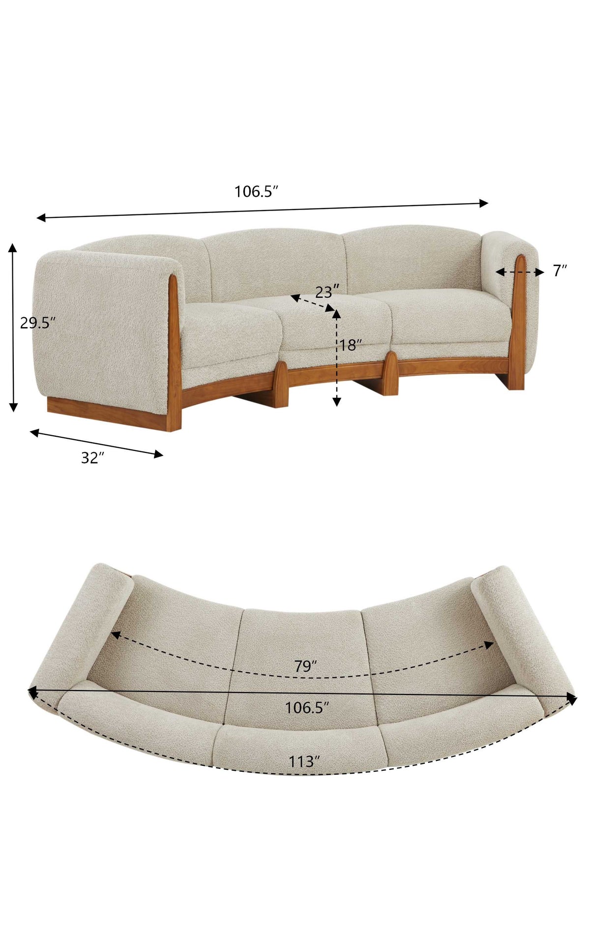 Elegant Curved Boucle Sofa