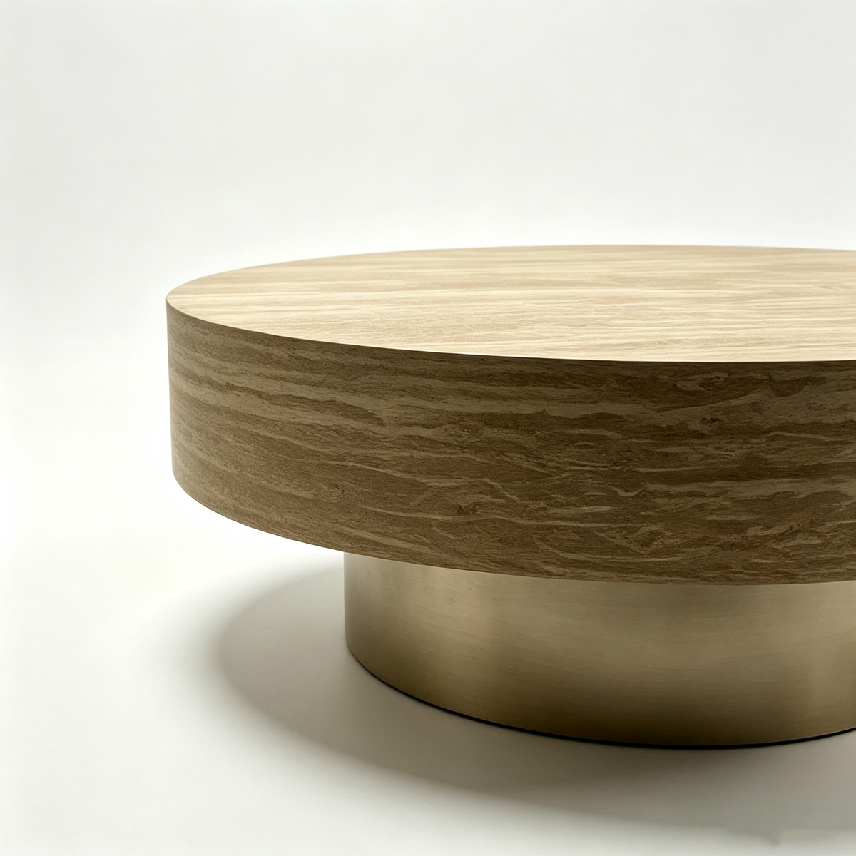 31.88 Inch Round Travertine Coffee Table