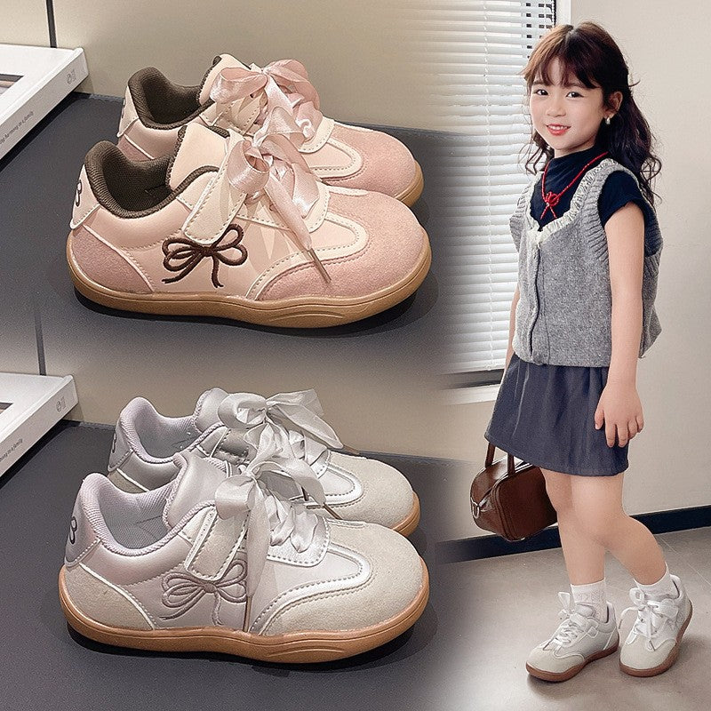 2026 Spring Autumn New Kids Skate Shoes, Breathable German Trainers, Fashion Bow Casual Sneakers For Little & Big Girls