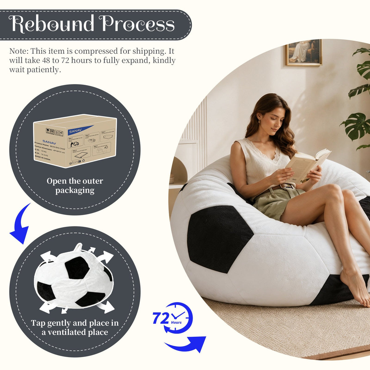 Big Soccer-Shaped Bean Bag Chair