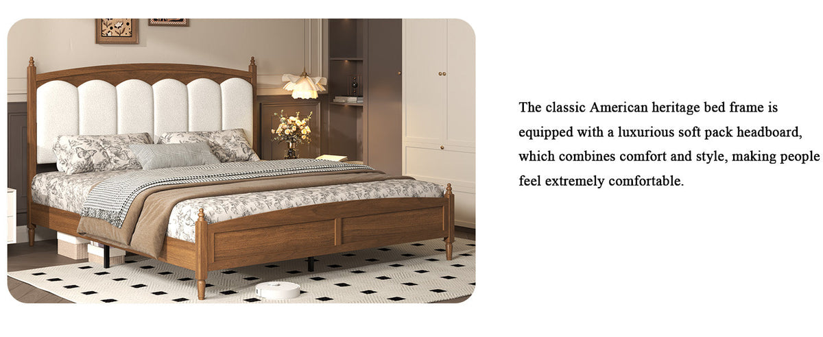 King Size Platform Bed Frame with Upholstered Headboard