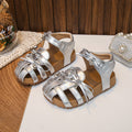 2026 Summer New Girls Sandals, Woven Style Sweet Bow Closed-Toe Sandals, Soft Sole Beach Shoes For Little Girls