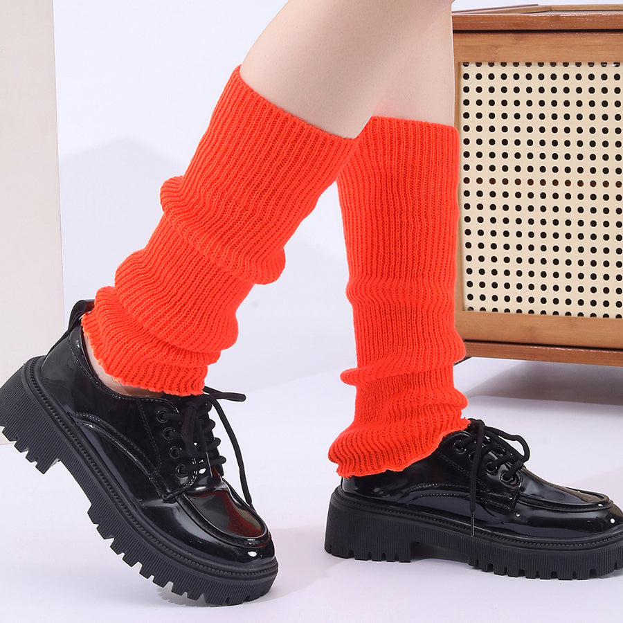 Winter Fashion Ribbed Knitted Hot Sale Harajuku Neon Long Socks Winter Boot Gaiters Clubwear Women Girls Japanese Lolita Leg Warmer