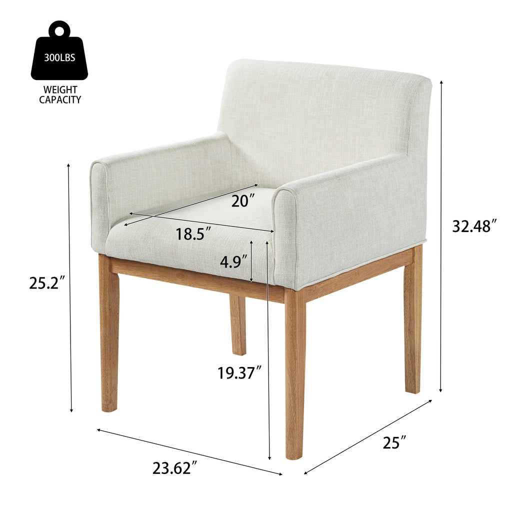 Modern Upholstered Dining Chair with Arms (Set of 2)
