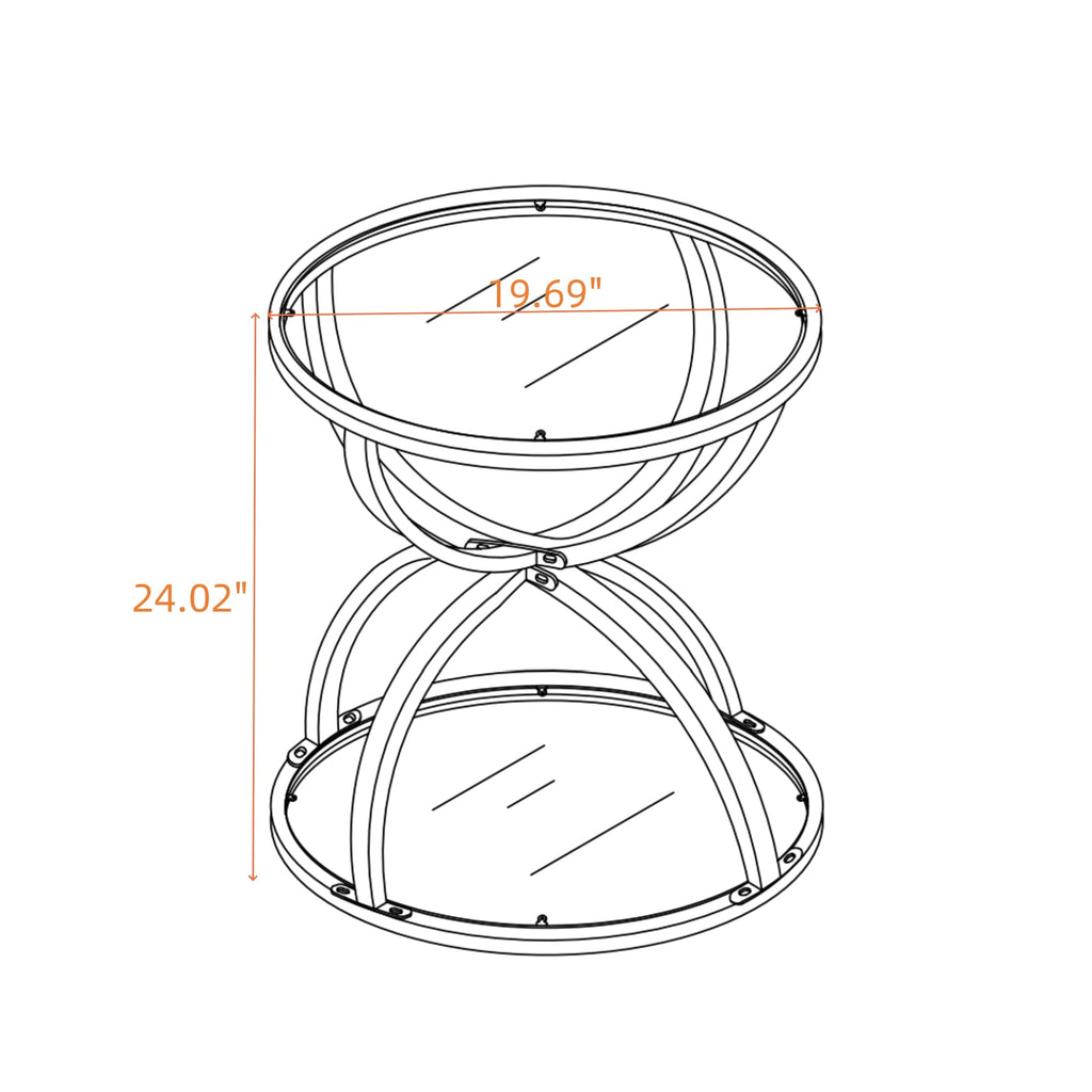 19.69'' Modern Glass Side Table