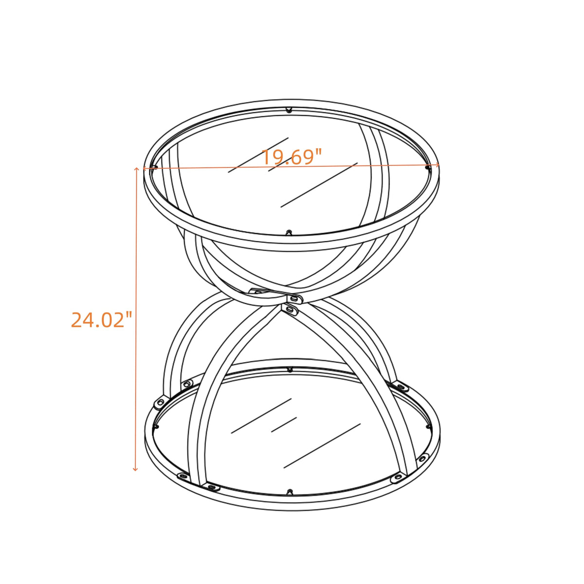19.69'' Modern Glass Side Table